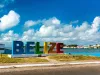 Welcome to Belize Sign at the Caribbean Sea in Belize City