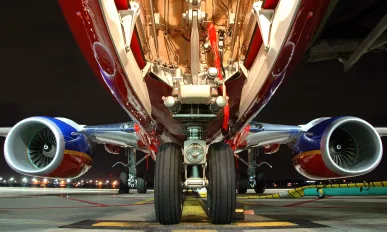 Airplane view from landing gear
