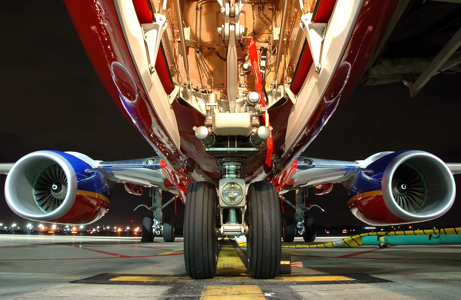 Airplane view from landing gear