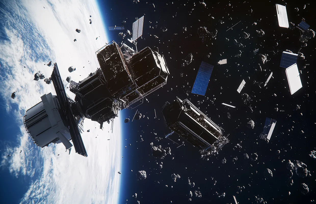 High tech space junk recycling station concept