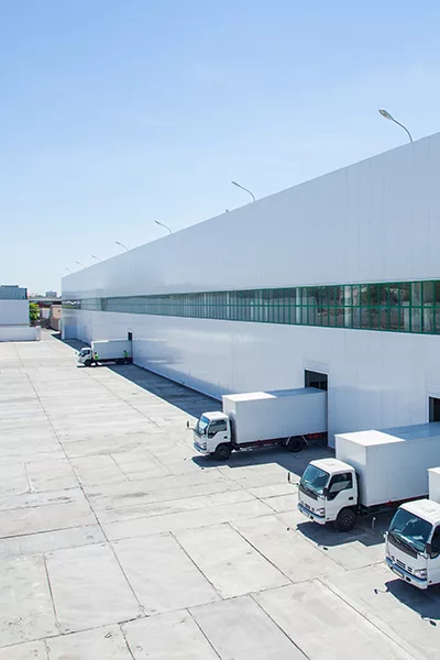 facade of industrial building and warehouse