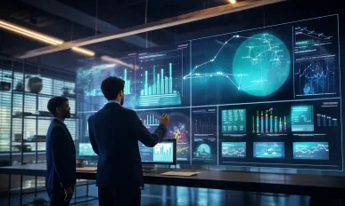 Data analysis and strategy, big data concept, Business teamwork