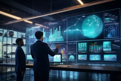 Data analysis and strategy, big data concept, Business teamwork