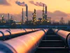 A large oil and gas pipeline in the midst of refining, with blur
